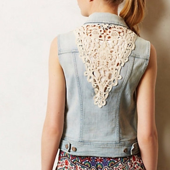 Anthropologie Pilcro & the letterpress denim & lace vest. Size US SM. - Picture 4 of 4